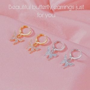 Sunning Silver and Gold Rhinestone Butterfly Round Drop Earrings 🦋